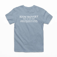 Thumbnail for light blue booktrovert tshirt  with white writing