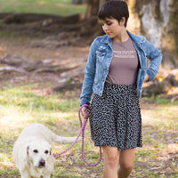 Thumbnail for woman wearing a heather maroon booktrovert tshirt with white writing