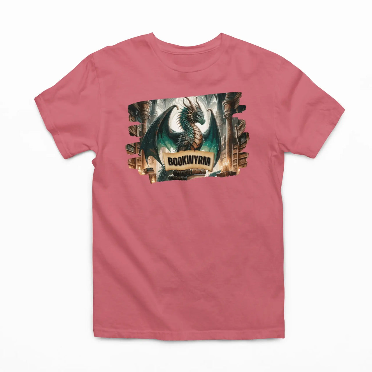 dark pink bookwyrm tee