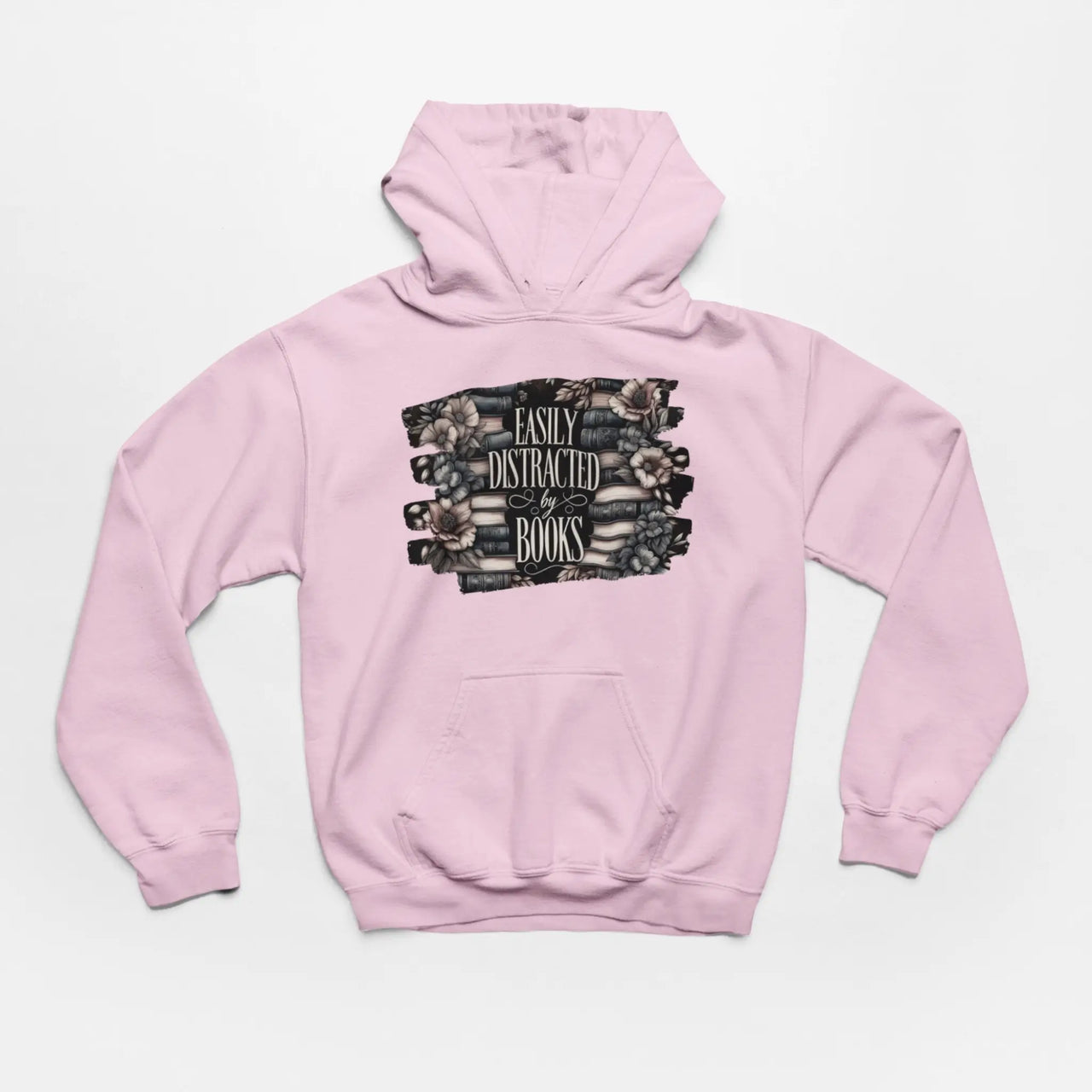 Pink Easily Distracted By Books Hoodie