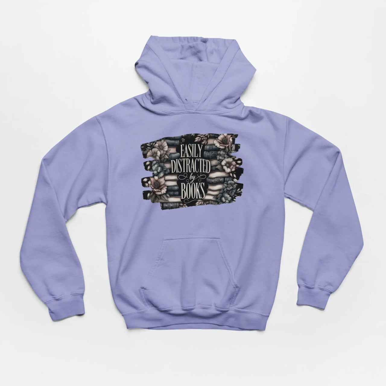 a violet Easily Distracted By Books Hoodie