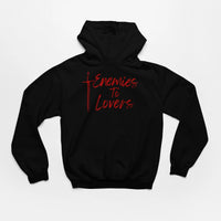 Thumbnail for Black Enemies To Lovers Hoodie with red text