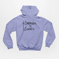 Thumbnail for Violet Enemies To Lovers Hoodie with black text