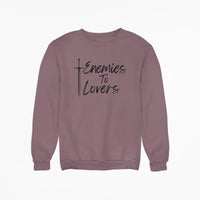 Thumbnail for maroon Enemies To Lovers sweatshirt with balck text