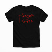 Thumbnail for black enemies to lovers tee with red text