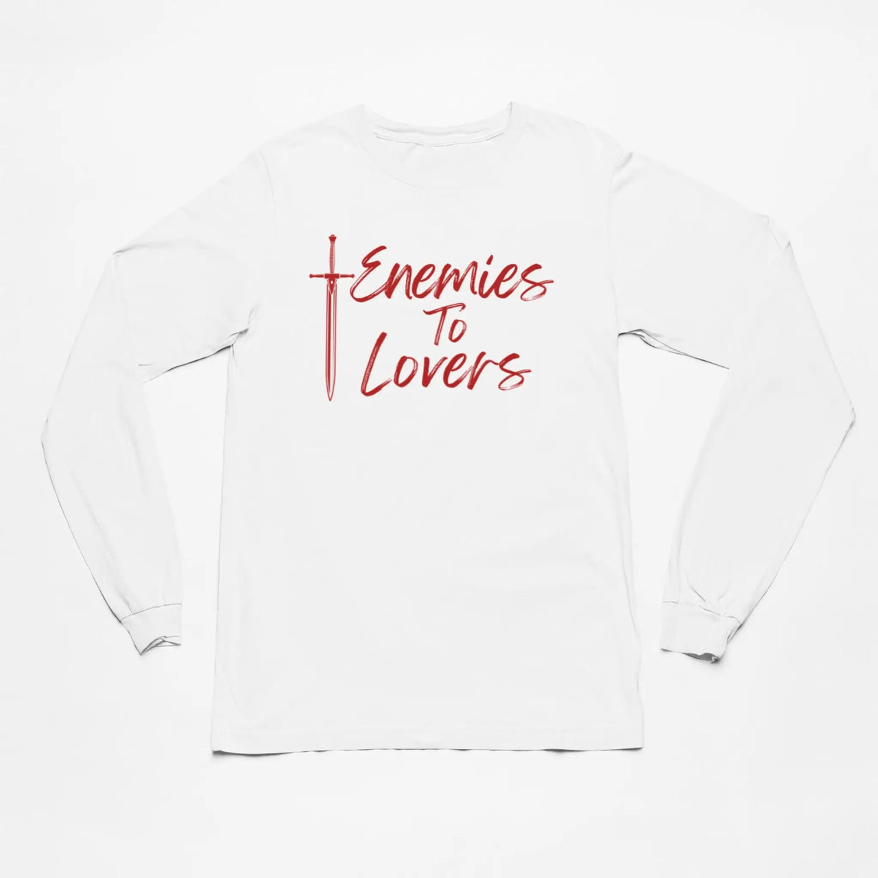 Enemies To Lovers Long Tshirt in white with red writing