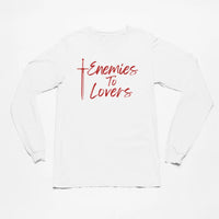 Thumbnail for Enemies To Lovers Long Tshirt in white with red writing