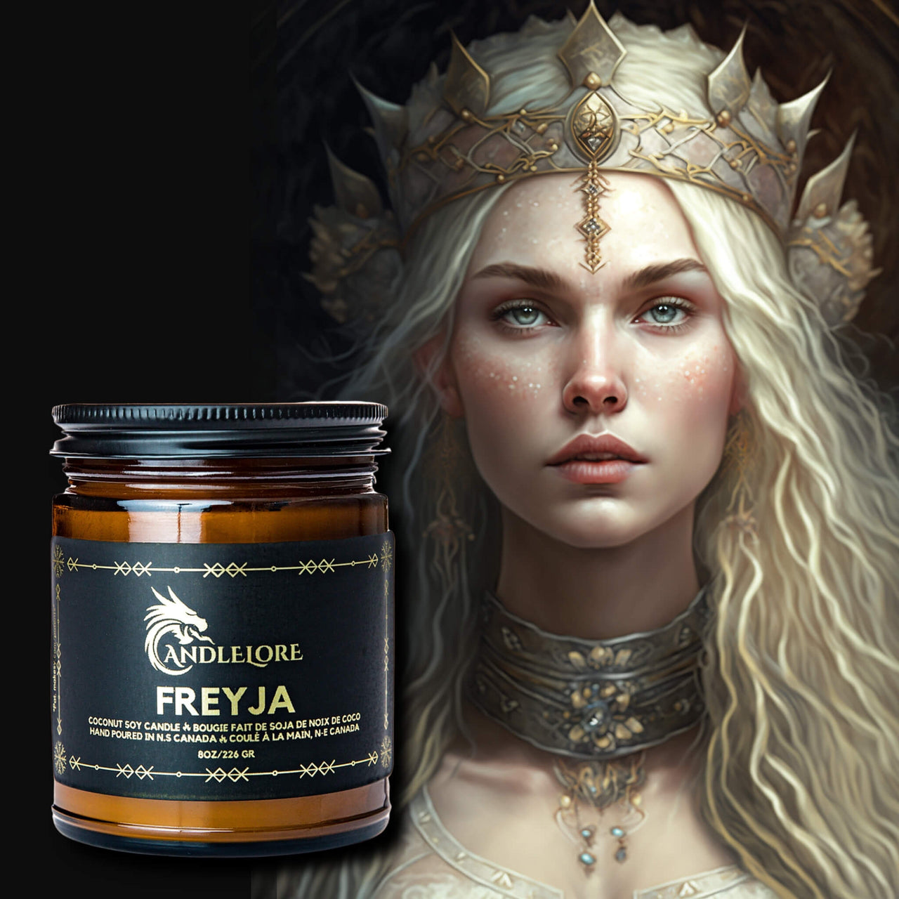 freyja with a candle beside her