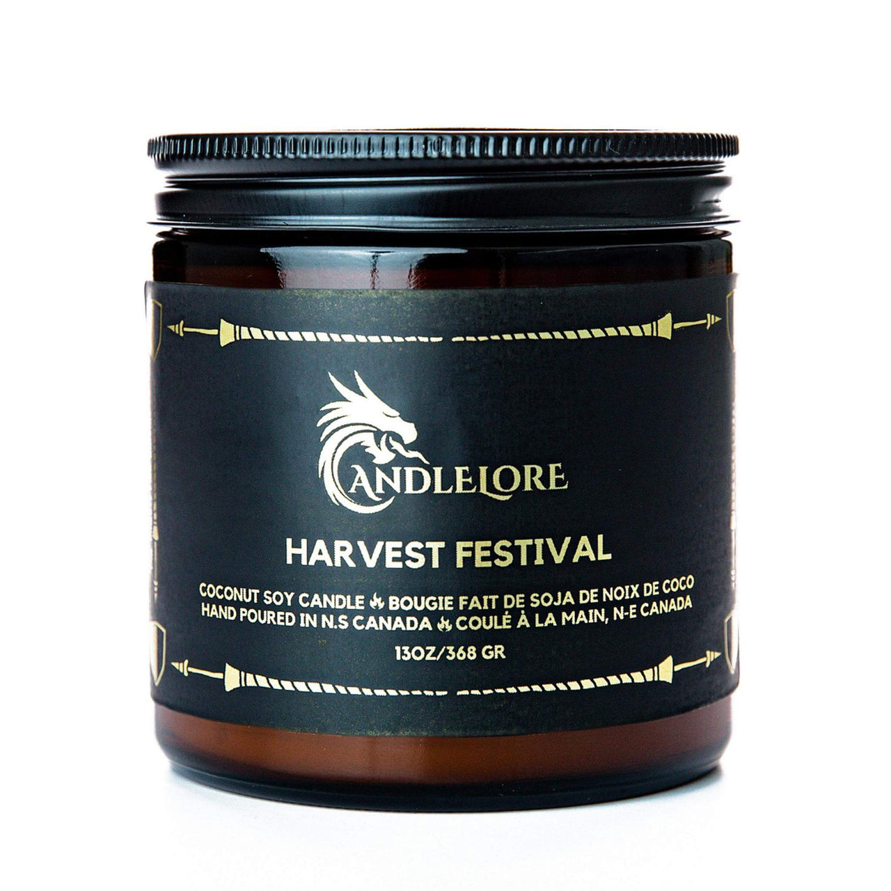 Large Harvest festival scented candle on a white background