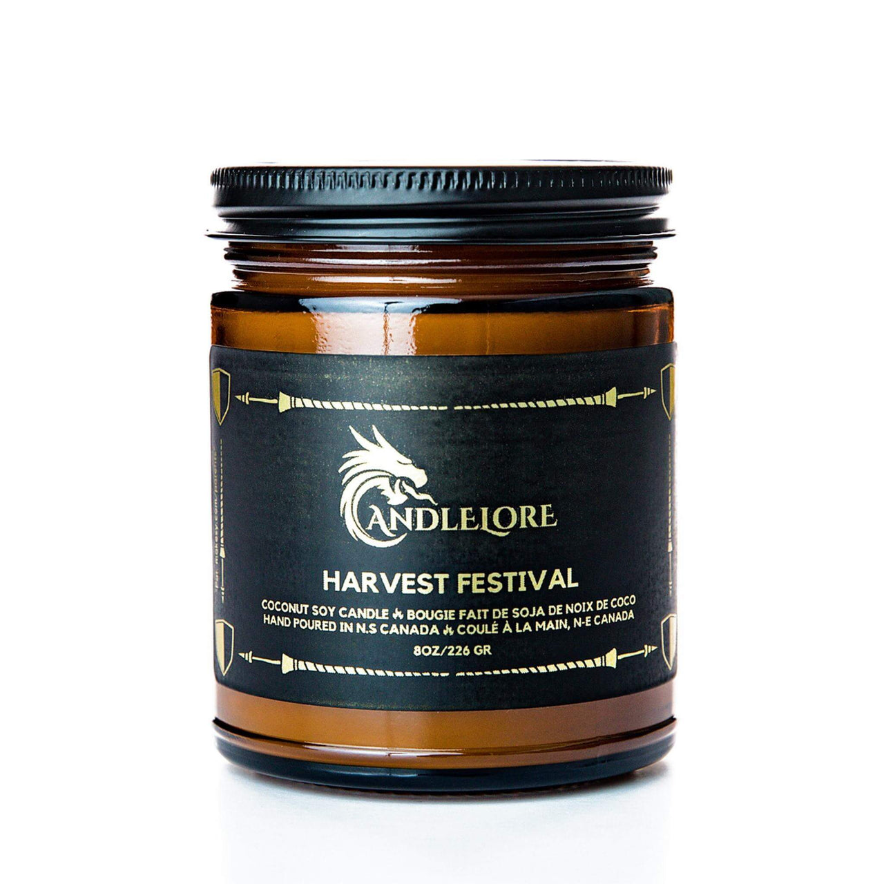 Medium Harvest festival scented candle on a white background
