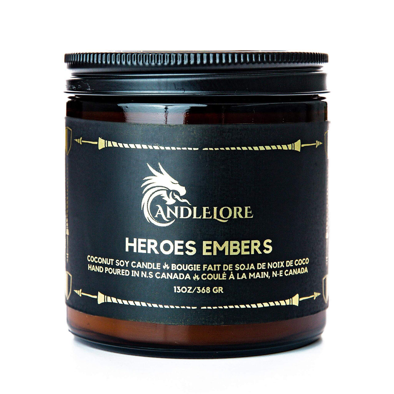 Large Heroes Embers candle with white background