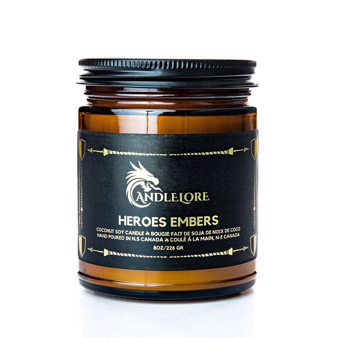 Medium Heroes Embers candle with white background
