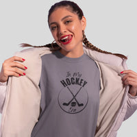 Thumbnail for sassy woman wearing a dark grey in my hockey era tshirt