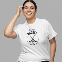 Thumbnail for woman wearing a white in my hockey era tshirt