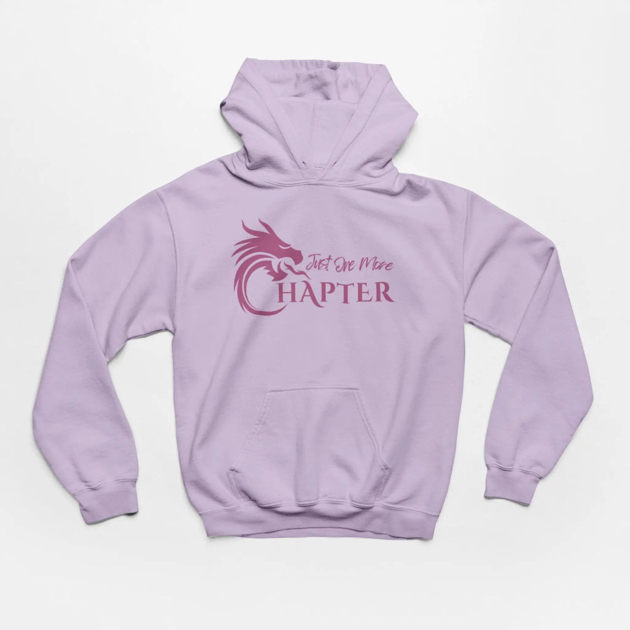 an orchid Just One More Chapter Hoodie V1 with purple text