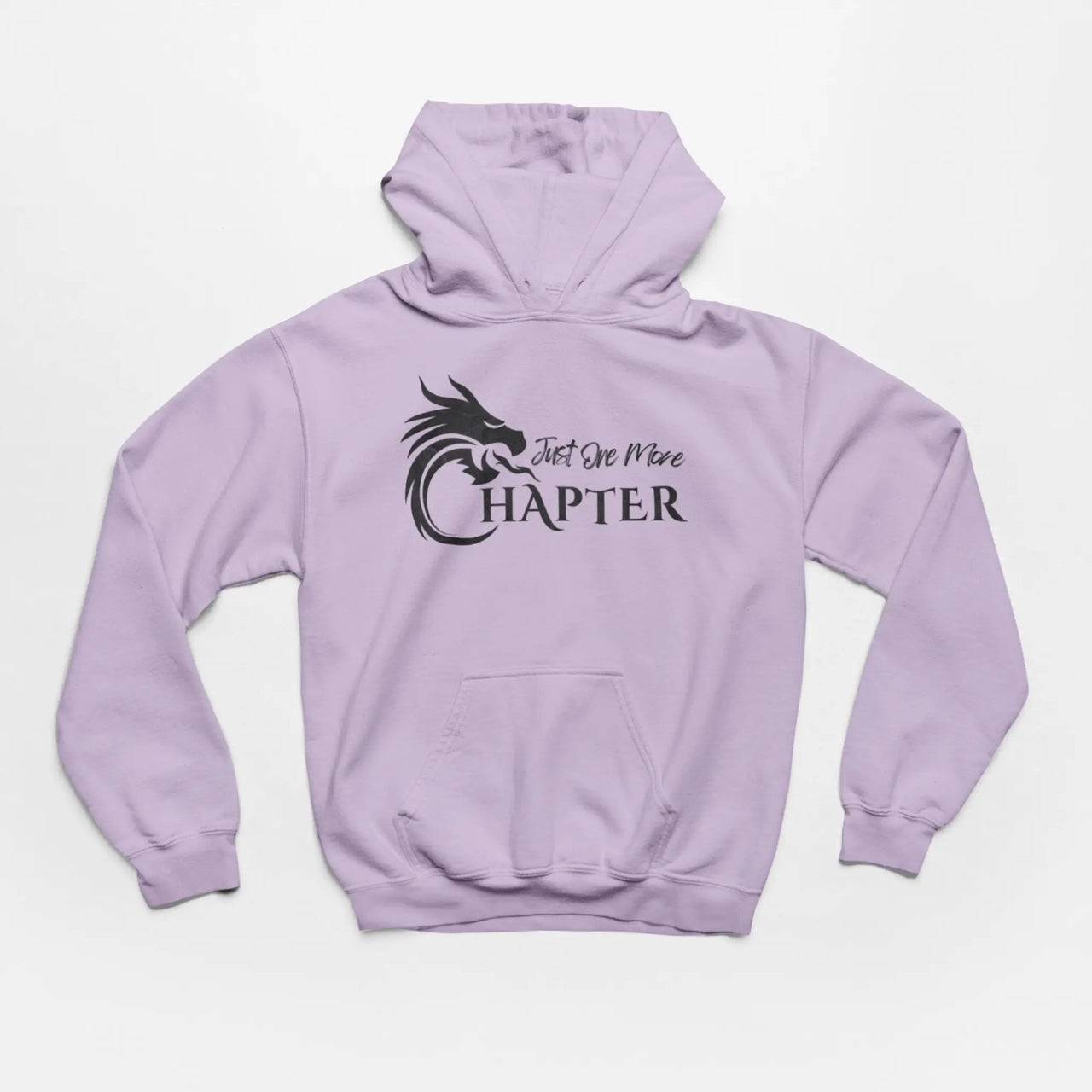 an orchid Just One More Chapter Hoodie V1 with black text