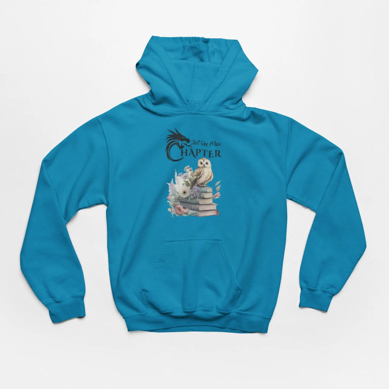 Teal Just one more chapter hoodie v2 with black text