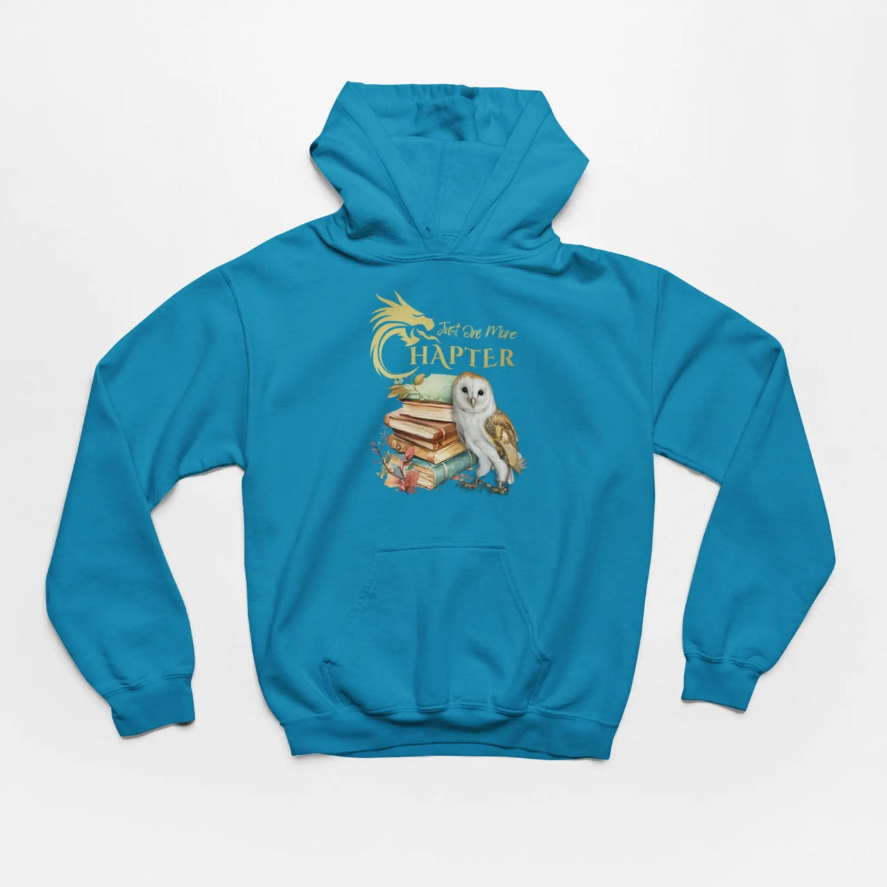 Teal Just one more chapter hoodie v3 with gold text