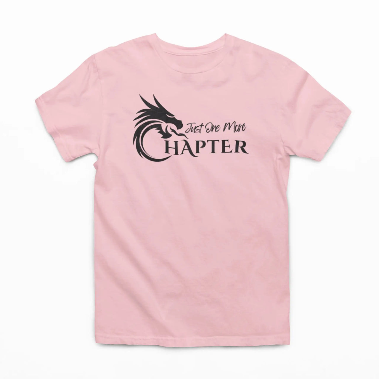 light pinkJust one more chapter tshirt with black text