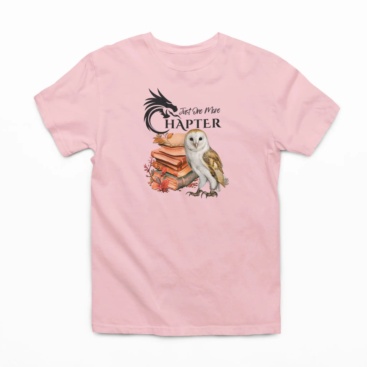 Light Pink Just One More Chapter Tshirt V2 with black text