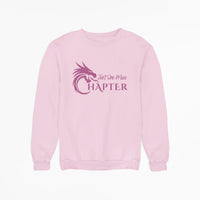 Thumbnail for Pink Just One More Chapter sweatshirt with purple text