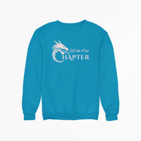 Thumbnail for teal Just One More Chapter sweatshirt with pink text