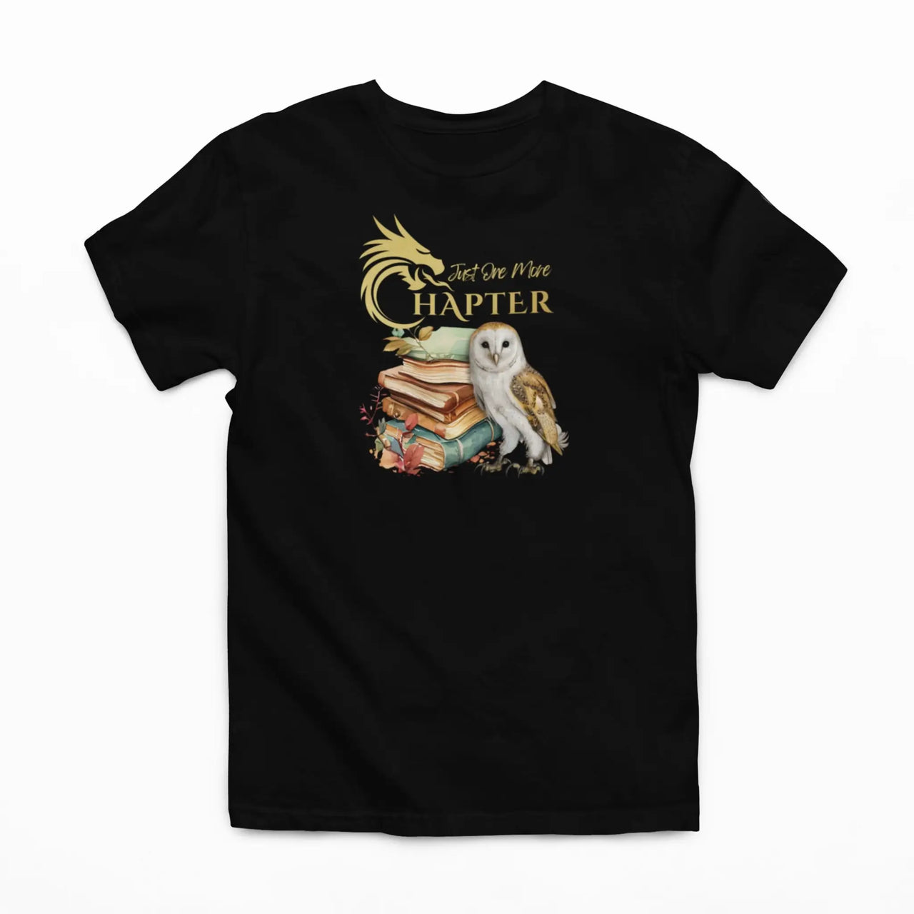 Black Just One More Chapter Tshirt V2 with gold text