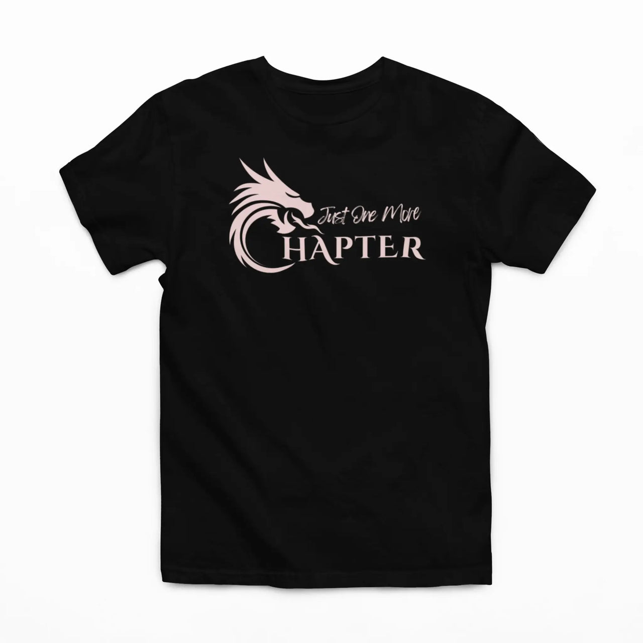 black Just one more chapter tshirt with pink text