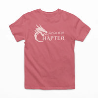 Thumbnail for dark pink Just one more chapter tshirt with pink text