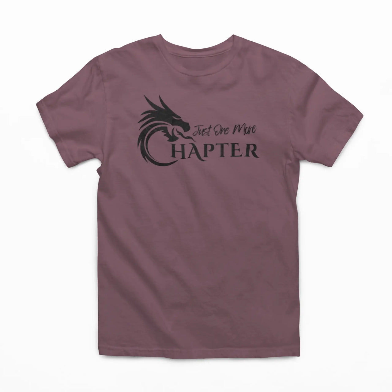 maroon Just one more chapter tshirt with black text