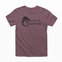 Thumbnail for maroon Just one more chapter tshirt with black text