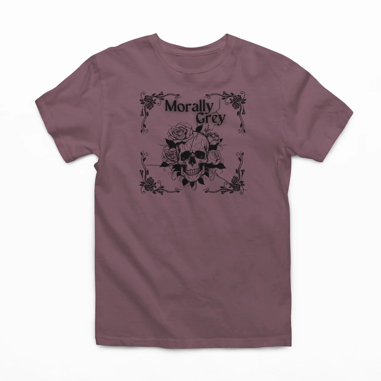 maroon morally grey tshirt