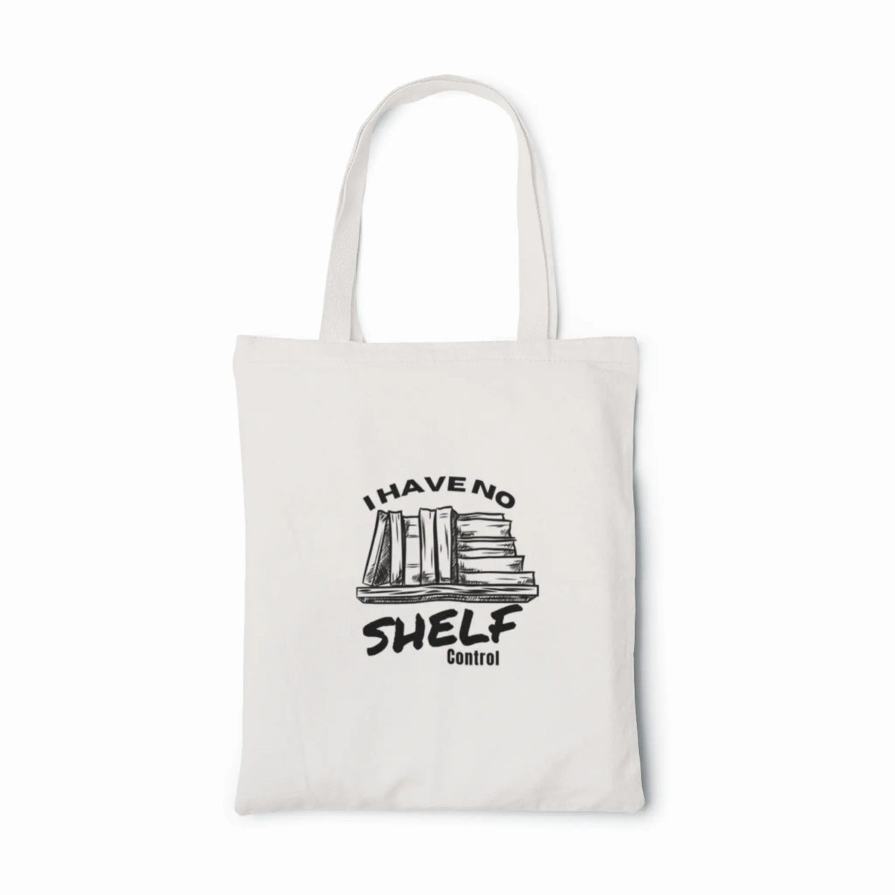 I have no shelf control tote on white background