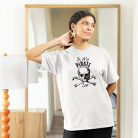 Thumbnail for woman posing in a white in my pirate era tee