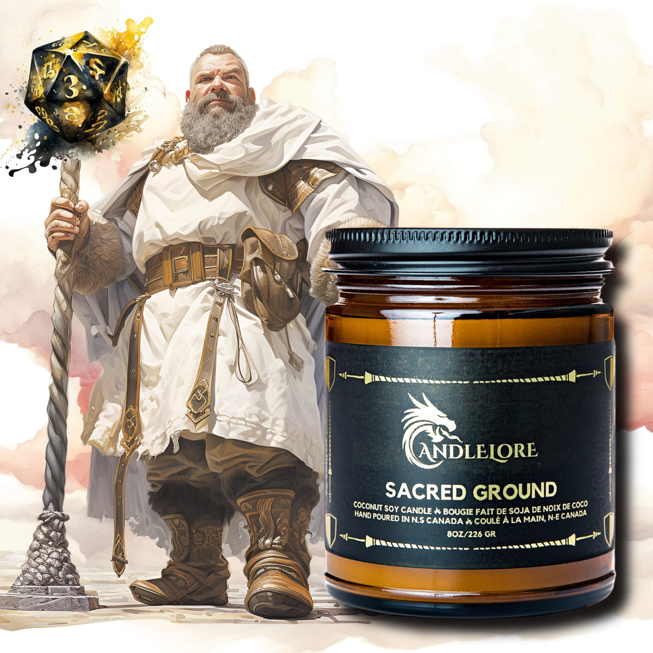 candle with an older cleric beside it