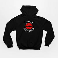 Thumbnail for a black smut reader hoodie with red lips