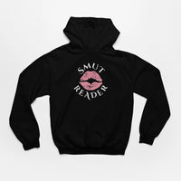 Thumbnail for a black smut reader hoodie with pink lips