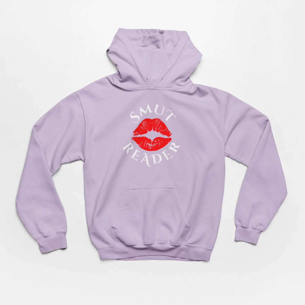 an orchid smut reader hoodie with white text