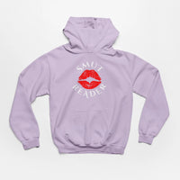 Thumbnail for an orchid smut reader hoodie with white text