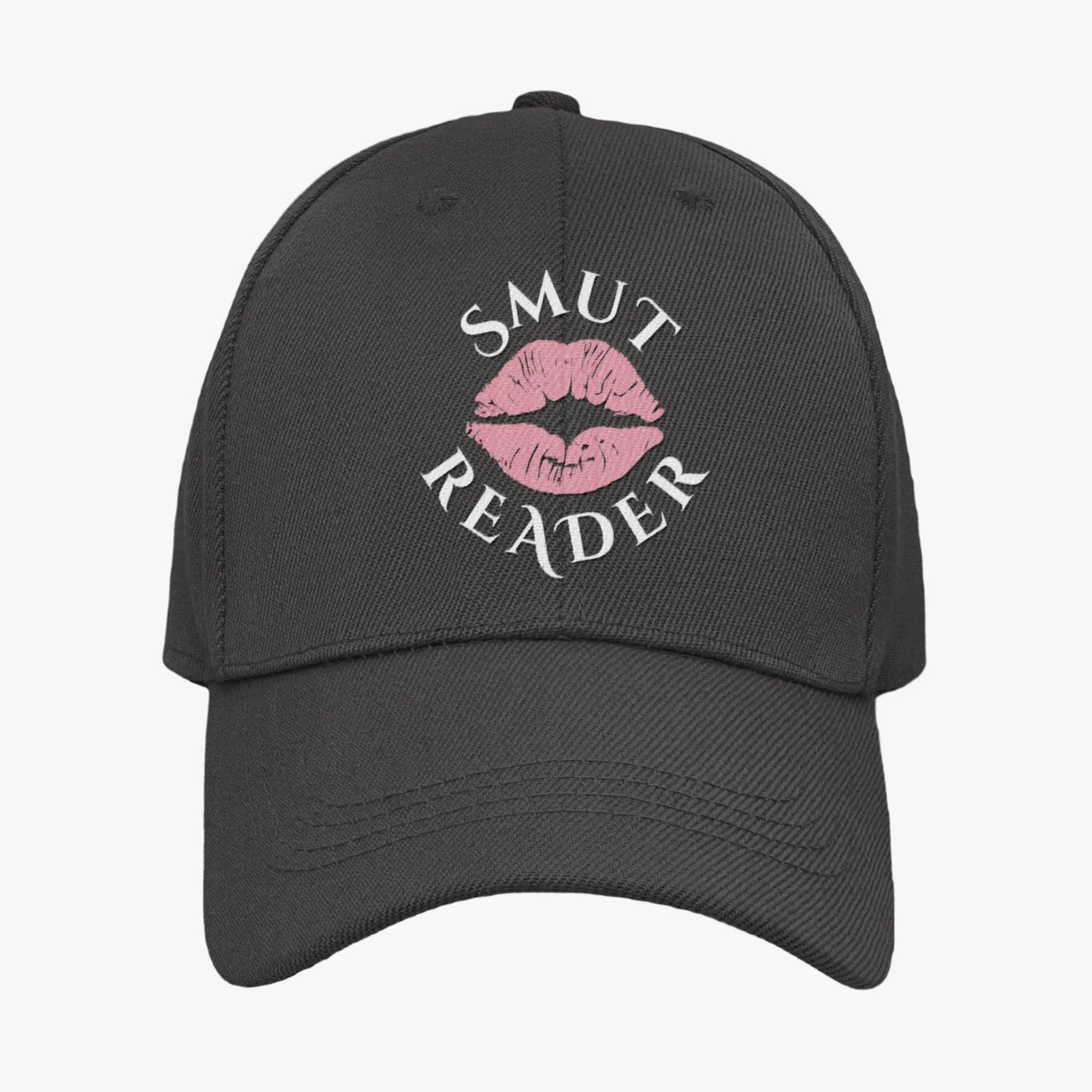 black smut reader cap with pink lips