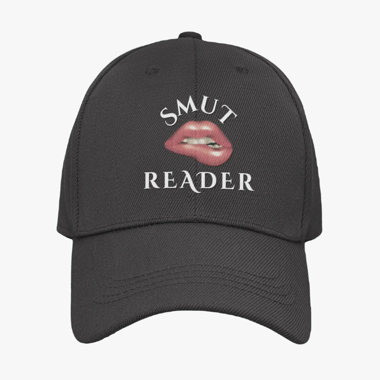 black smut reader cap with biting lip