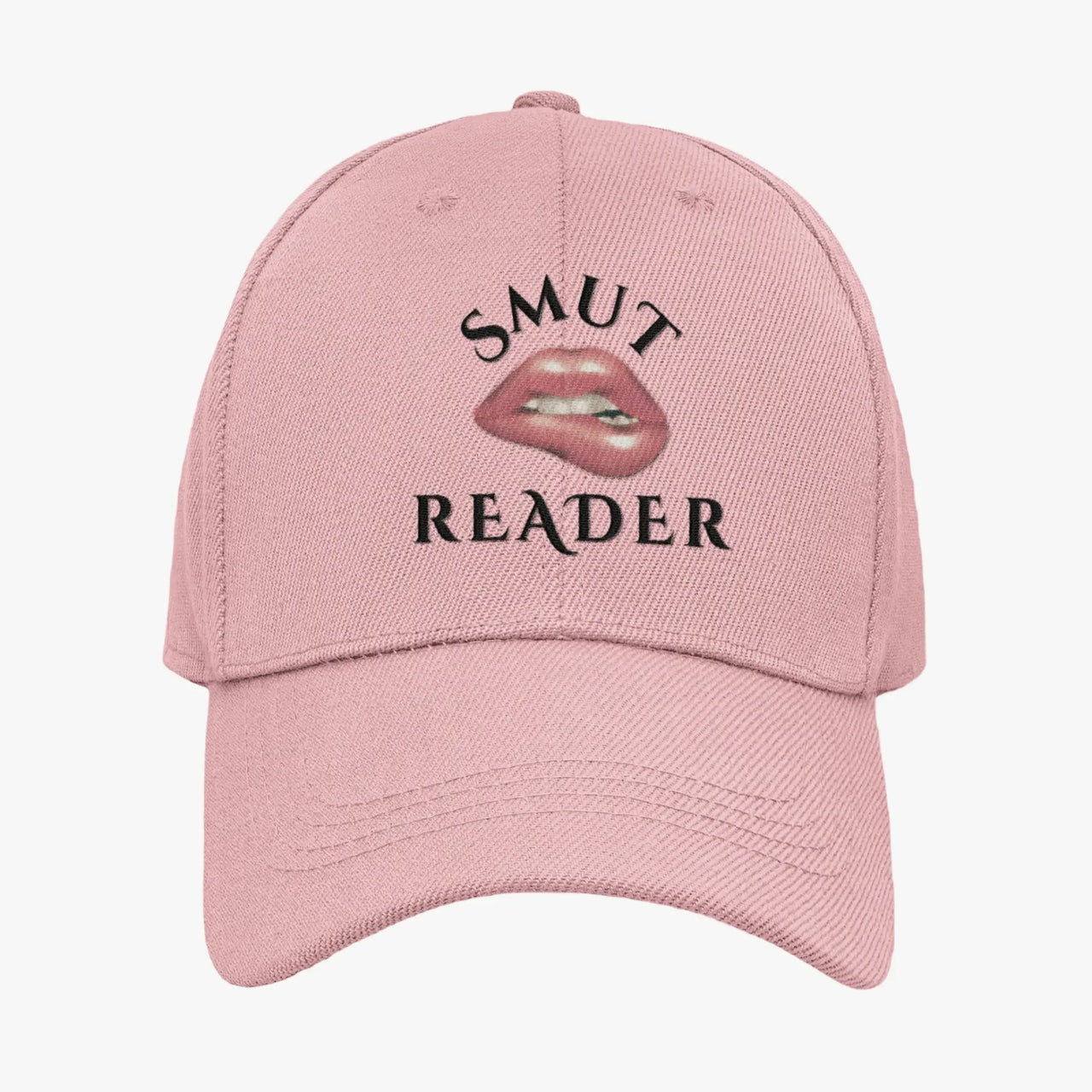 pink smut reader cap with biting lip