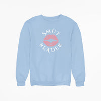 Thumbnail for light blue smut reader sweatshirt pink lips