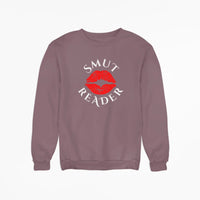 Thumbnail for maroon smut reader sweatshirt with white text