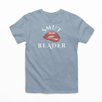 Thumbnail for light blue smut reader v3 tshirt with white writing