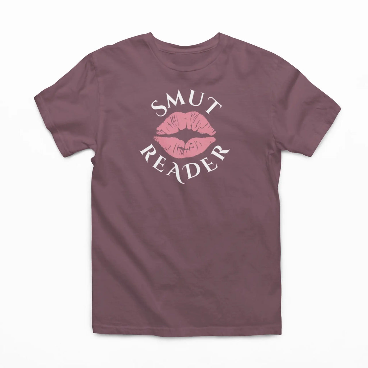 heather maroon smut reader t-shirt pink lips 