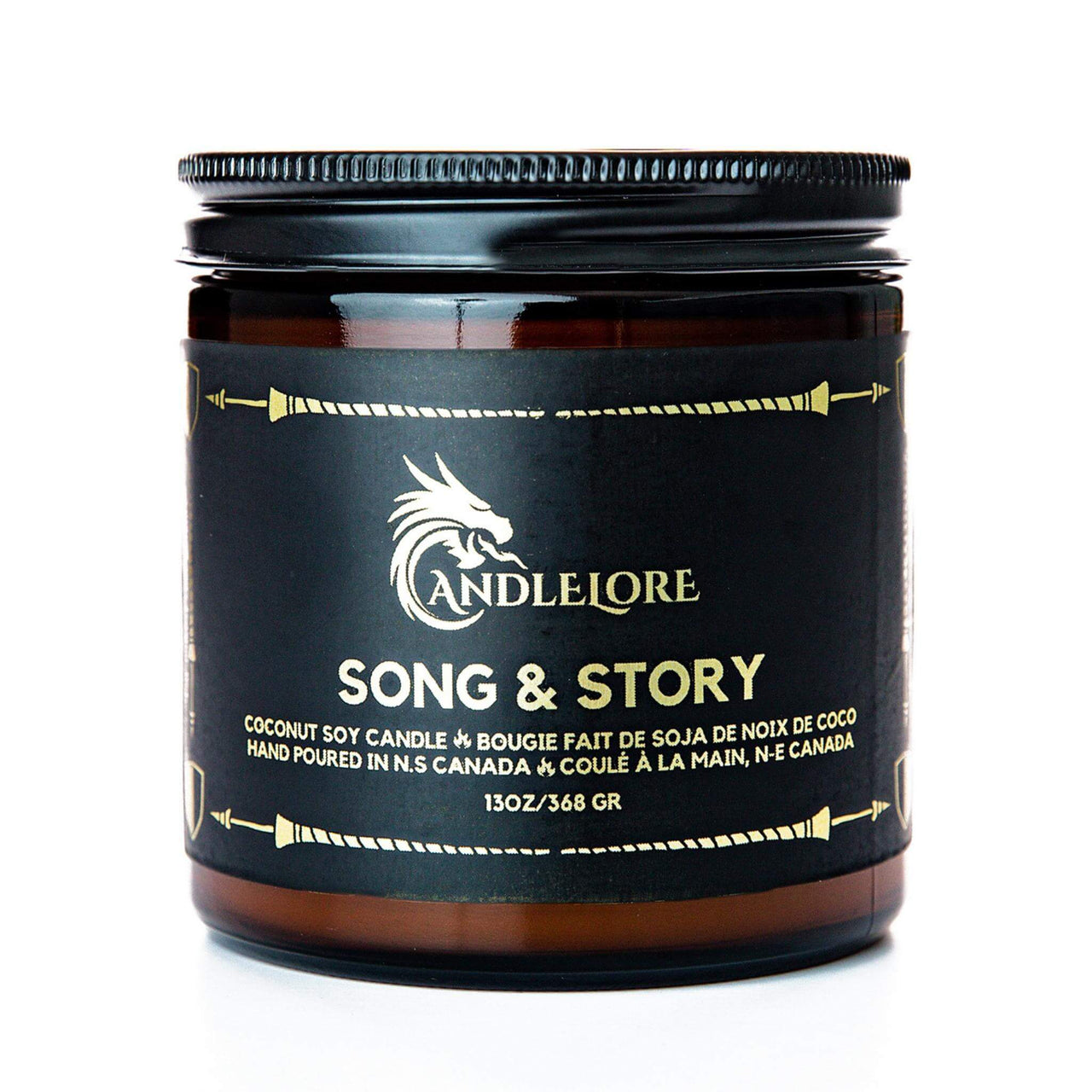 Large Song & Story scented candle on a white background