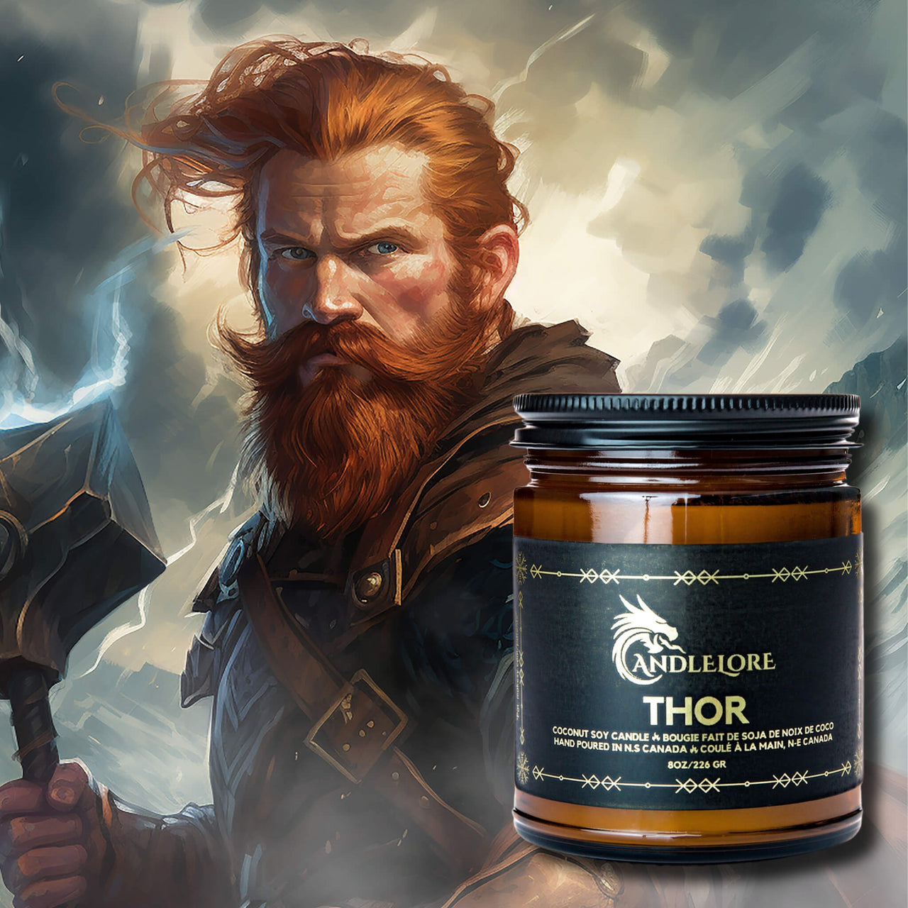 candle next to Thor