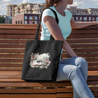 Thumbnail for sitting on a bench with A Thousand Dirty Lives tote in black