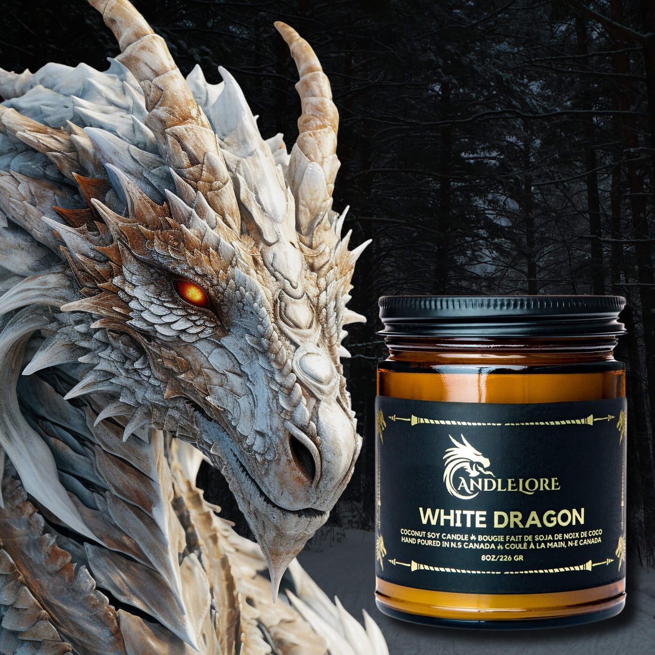 candle next to a white dragon
